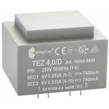 Transformer: encapsulated | 4VA | 230VAC | 6V | 6V