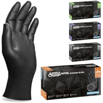 Progrip Disposable Gloves, Black, Extra Strong, Ni