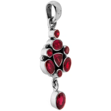 Thai Ethnic Pendant with Garnet, in 925 Silver Ale