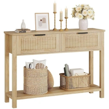 Rustic Modern Wooden Console Table with 2 Drawers 
