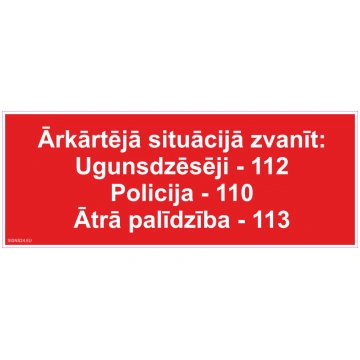 Zīme Ārkārtas situācijas zvanīt Alumīnijs (neobond