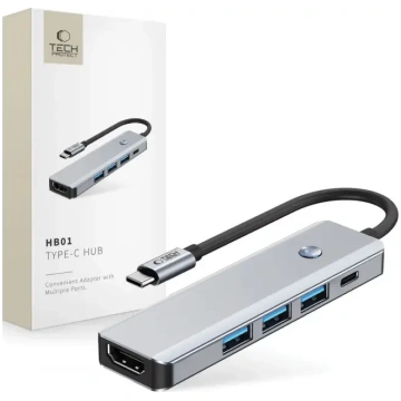 5-in-1 USB-C PD HUB adapteris USB-A HDMI 4K 60Hz 1