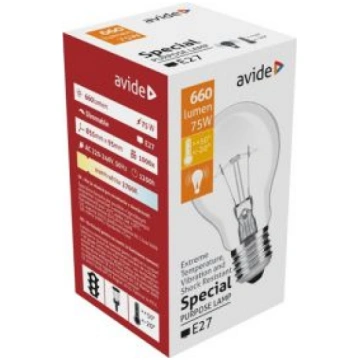 Spuldze GLS Clear E27 75W AVIDE