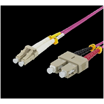 OM4 ŠĶIEDRU KABELIS LC - SC, DUPLEX, MULTIMODE, 50