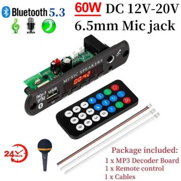 2 * 30 W pastiprinātājs Bluetooth 5.3 MP3 dekodera
