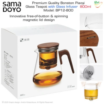 SAMADOYO Premium klases Tējkanna ar stikla filtru 