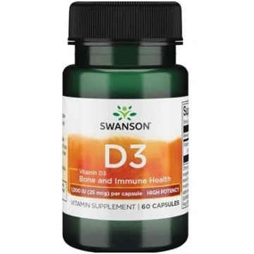 Swanson D-3 vitamīns, 1000 SV - 60 kapsulas