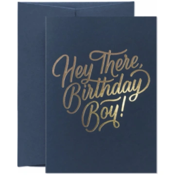 Kartīte Hey There, Birthday Boy, Navy gold