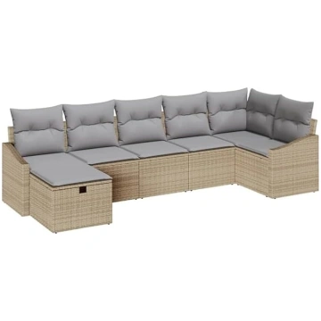 vidaXL 7-Piece Garden Sofa Set with Cushion Beige 