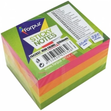 Sticky notes Forpus, Neon, 50x40mm, assorted, cube