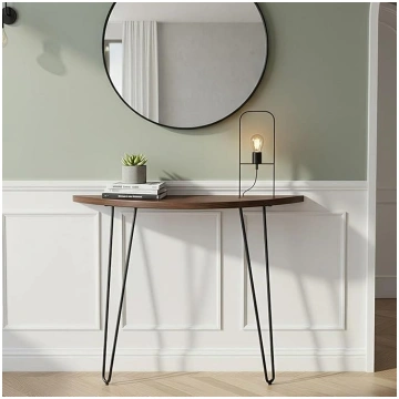 Wooden Half Moon Console Table, Semicircular Side 