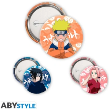 Naruto Sasuke & Sakura 3 Badge Pack Bookshop