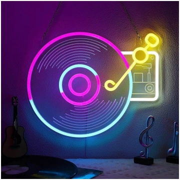 YuanDian Record Player neona zīme, dimmable mūzika