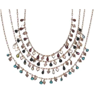 Zircon Heart Necklace, S925 Silver - Garnet / 50cm