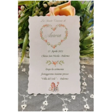 INVITO SANTA CRESIMA CUORE CON FIORI