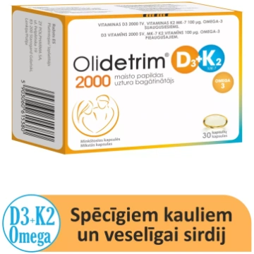 OLIDETRIM Omega 2000 D3 + K2 mīkstās kapsulas, 30 