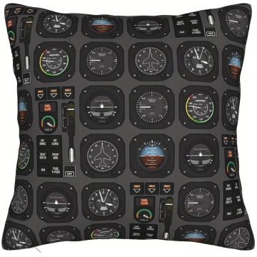 Flight Instruments Art Pillow Cover, Aviation Dash