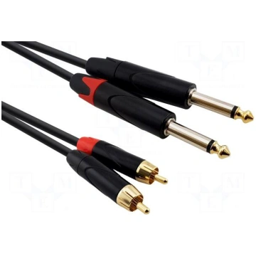 Cable | Jack 6,3mm plug x2,RCA plug x2 | 1.5m | bl