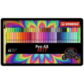 Flomāsteri Stabilo Pen 68 ARTY metāla kastē, 66 da