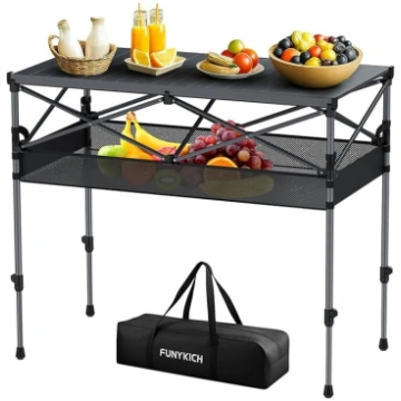 FUNYKICH Folding Camping Table, 100 x 50 cm, Foldi