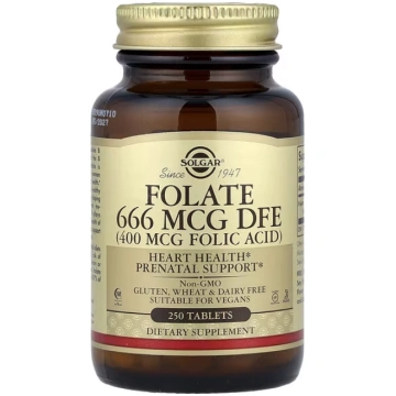 Solgar, Folate, 666 mcg DFE, 250 Tablets