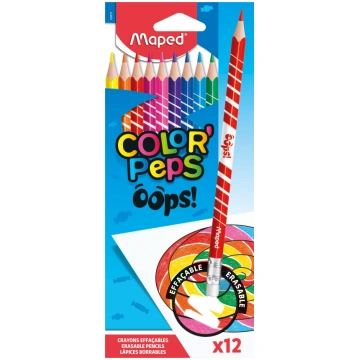 Zīmuļkrāsas MAPED ar dzēšgumiju "Color`Peps Oops" 