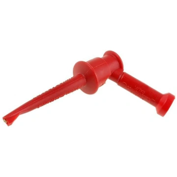 Clip-on probe; hook type; 5A; 60VDC; red; Grip cap