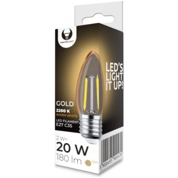 E27 2w led filament spuldze gold