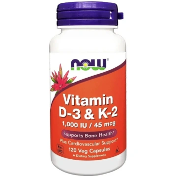 NOW FOODS Vitamin D-3 & K-2 - 120 vcaps