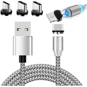 Magnētiskais uzlādes kabelis 3-in-1 Micro USB / Ty