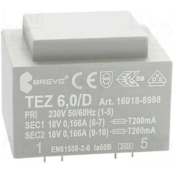Transformer: encapsulated | 6VA | 230VAC | 18V | 1