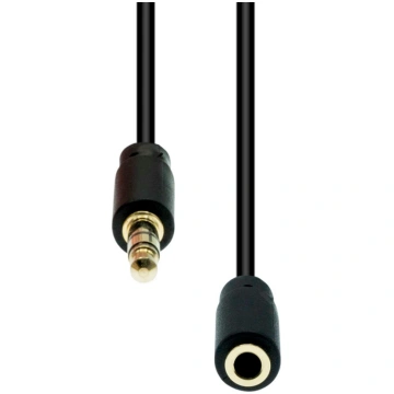Mini-jack 3-pin slim extension cable black 2m 5714