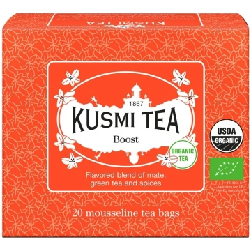 Zaļā tēja BOOST, 20 muslīna tējas maisiņi, Kusmi T