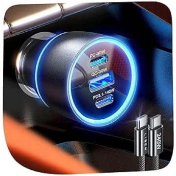 LISEN 170 W cigarešu aizdedzinātāja USB C lādētājs
