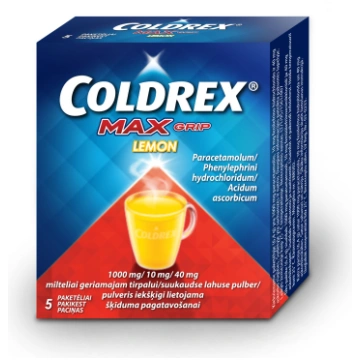 COLDREX Maxgrip Lemon + Vitamin C pulveris, 5 gab.