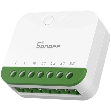 Divkanālu mini slēdzis Sonoff MINI-2GS — kompakts 
