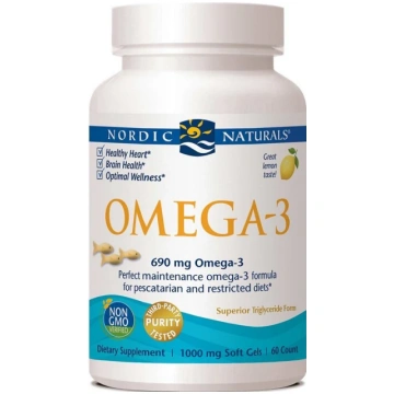 Nordic Naturals Omega-3, 690 mg citrona (zivju žel
