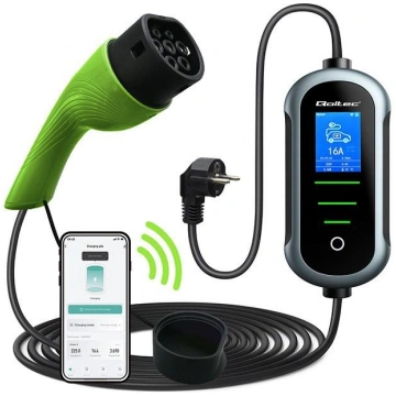 EV car charger w/ adjust. Type2 2in1 3.5kW QOLTEC 