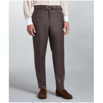 Brown & Neutral Tailored Fit Pow Flat Front Trouse