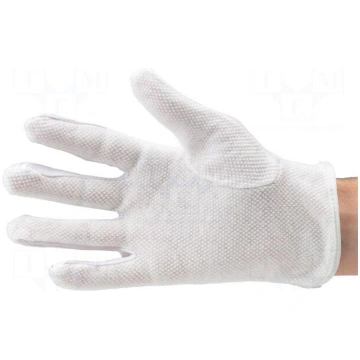 Cleanroom acces: protective gloves | white | polye