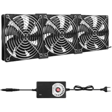 3 x 120 mm korpusa ventilatori: 12 V/220 V aksiāla