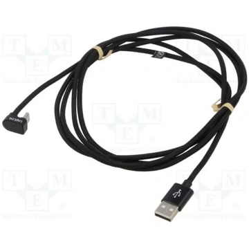 Cable; USB 2.0; USB A plug,USB C angled plug; 2m; 