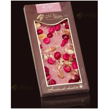 M.pelczar Chocolatier šokolāde Rozā Ruby Ar Dzērve