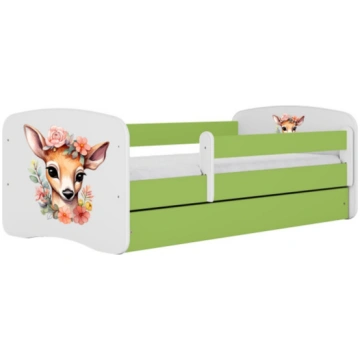 Bērnu gulta Kocot Kids Bambi, balta krās./zaļa krā