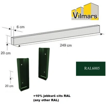 PASĒTAS STIPRINĀJUMS METĀLA 30*6CM RAL6005 (001153