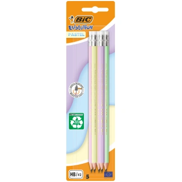 Zīmulis Bic Pastel 518986, HB, pelēka krās., 5 gab