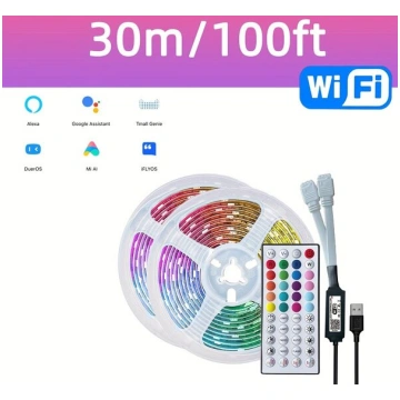 LED Sloksnes Gaismas 99.97cm-30.48M, WiFi, Saderīg