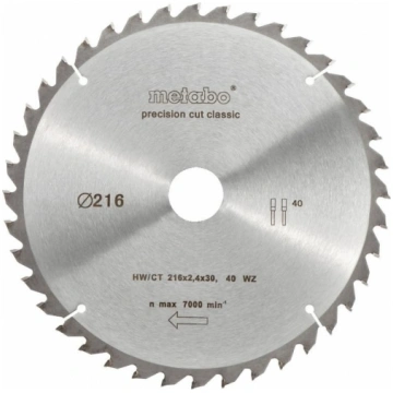 Metabo Classic Zāģa ripa 216x2,4/1,8x30mm, z40, WZ