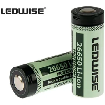 LEDWISE 2x 26650 uzlādējamas baterijas 5000mAh 3.7