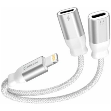 Swissten Textile Lightning Audio Charging Adapteri